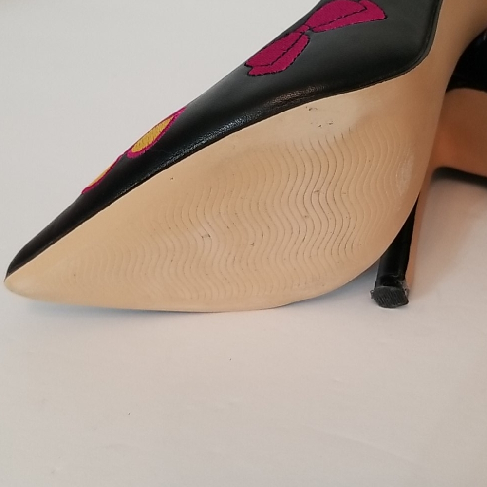 Betsey Johnson Black Heels with Pink and Yellow Accents - Picture 5 of 10